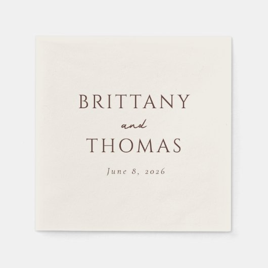 Elegant Brown Typographic Serviette (Vorderseite)