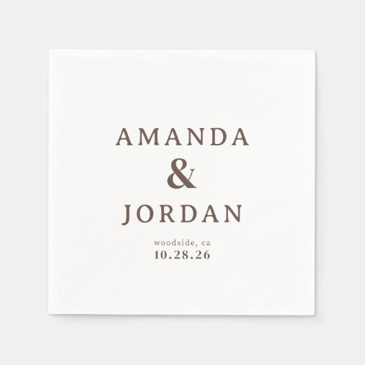 Elegant Brown Typographic Serviette (Vorderseite)