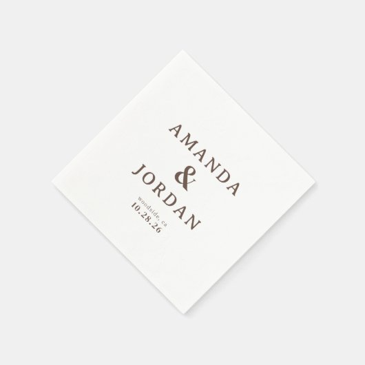 Elegant Brown Typographic Serviette (Ecke)