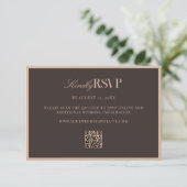 Elegant Brown Wedding RSVP Karte (Stehend Vorderseite)