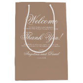 Elegant Brown Wedding Welcome Mittlere Geschenktüte (Vorderseite)