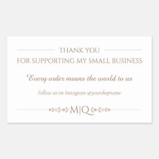 Elegant Brown & White Business Label – Custom Text Rechteckiger Aufkleber (Vorderseite)