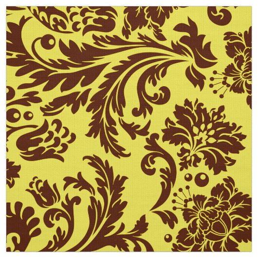 Elegant Brown & Yellow Floral Damasks Stoff (Muster)