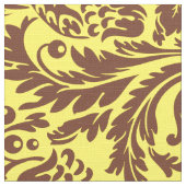 Elegant Brown & Yellow Floral Damasks Stoff (Nahaufnahme)