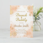 Elegant Brunch & Bubbly Invitation – Peach Einladung (Stehend Vorderseite)