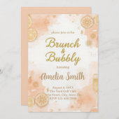 Elegant Brunch & Bubbly Invitation – Peach Einladung (Vorne/Hinten)