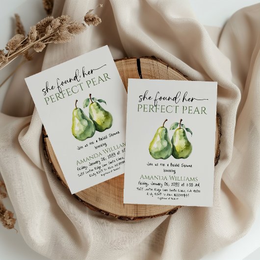 Elegant Brunch Greenery Perfect Pear Bridal Shower Einladung