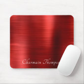 Elegant Brush Metallic Ruby Red Mousepad (Mit Mouse)