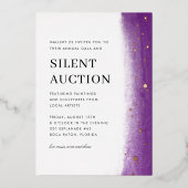 Elegant Brush Stroke Gala & Silent Auction Purple Folieneinladung (Vorderseite)