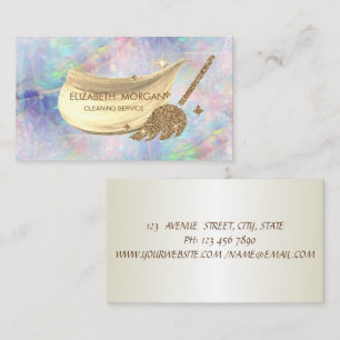 Elegant Brush Stroke Glitzer Broom Holographic Visitenkarte