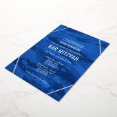 Elegant Brush Strokes & Star von David Bar Mitzvah Folieneinladung (Gedreht)