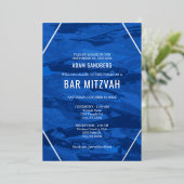 Elegant Brush Strokes & Star von David Bar Mitzvah Folieneinladung (Stehend vorne)