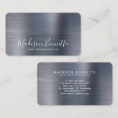 Elegant Brushed Metallic Gray Calligraphy Script Visitenkarte (Vorne/Hinten)