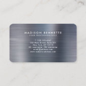 Elegant Brushed Metallic Gray Calligraphy Script Visitenkarte (Rückseite)