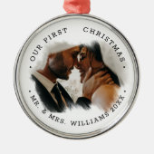 Elegant Brushstroke Overlay Photo | Mr. & Mrs. Ornament Aus Metall (Vorne)