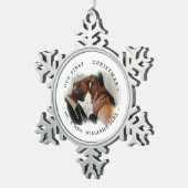 Elegant Brushstroke Overlay Photo | Mr. & Mrs. Schneeflocken Zinn-Ornament (Rechts)