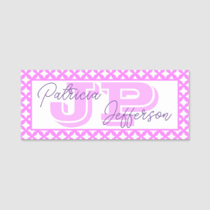 Elegant Bubblegum Pink Nahtloses Mesh: Mit Monogra Namensschild
