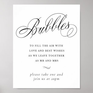 Elegant Bubbles Black Calligraphy   Gefälligkeitst Poster
