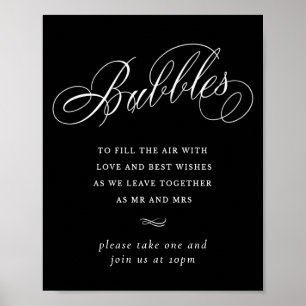 Elegant Bubbles White Calligraphy   Gefälligkeitst Poster