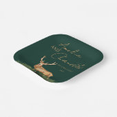 Elegant Buck Deer Christmas Family Name Pappteller (Gewinkelt)