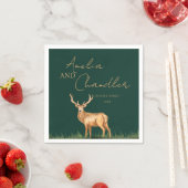 Elegant Buck Deer Christmas Family Name Serviette (Beispiel)