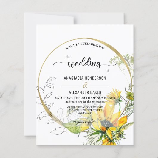 Elegant Budget Invitation to wedding ceremony. (Vorderseite)