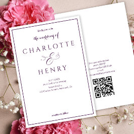 Elegant Budget Lila QR-Code Hochzeit Einladung