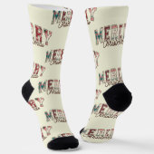 Elegant Buffalo Kariert Frohe Weihnachten Niedlich Socken (Gewinkelt)