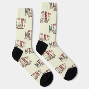 Elegant Buffalo Kariert Frohe Weihnachten Niedlich Socken
