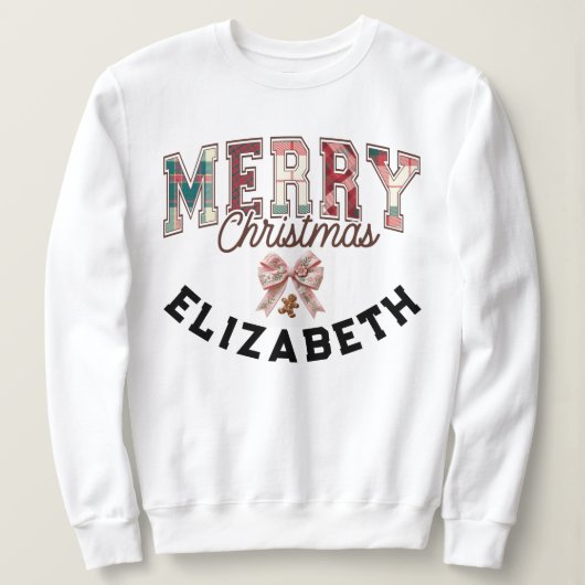 Elegant Buffalo Kariert Frohe Weihnachten Personal Sweatshirt (Design vorne)