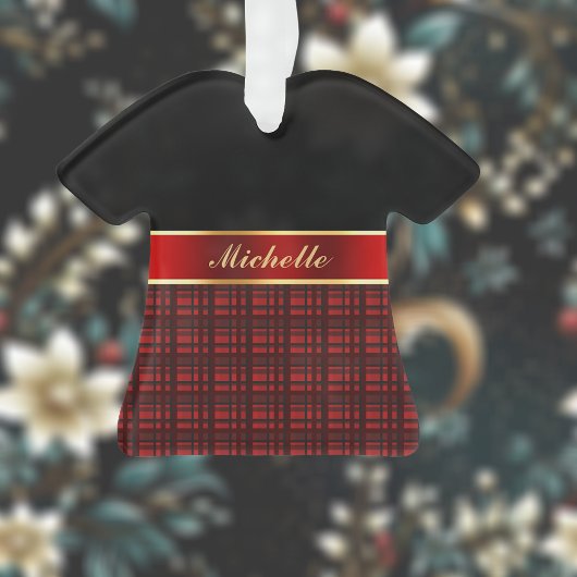 Elegant Buffalo Kariert und Rot Ribbon Ornament