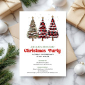 Elegant buffalo plaid Christmas tree party invite Einladung