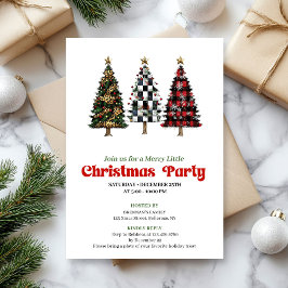 Elegant buffalo plaid Christmas tree party invite Einladung