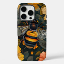 Elegant Bumblebee and Floral Design iPhone Case"
