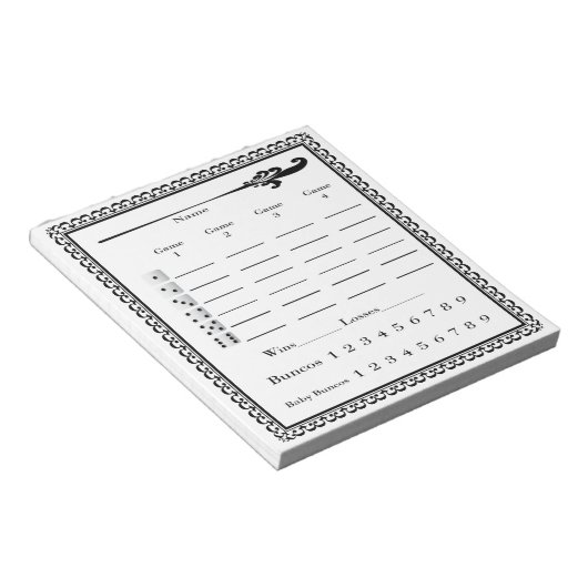 Elegant Bunco Score Sheet Notizblock (angewinkelt)