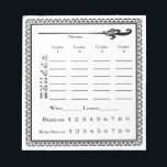 Elegant Bunco Score Sheet Notizblock<br><div class="desc">Hier ist ein attraktives Bunco Score Pad, das Sie bei Ihrem nächsten Bunco Event nutzen können. Features leicht lesbar, inklusive Baby Buncos, Bunco, WIns und Losses. Würfel werden verwendet, um Ihnen bei der Runde zu helfen. Schauen Sie sich mein Design von "Welche Nummer haben wir" in meinem Geschäft an. künstlerisch...</div>