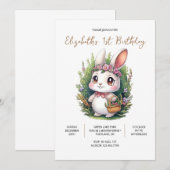 Elegant Bunny 1. Geburtstag Einladung (Vorne/Hinten)