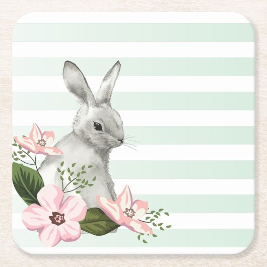 Elegant Bunny gestreift Rechteckiger Pappuntersetzer (Vorderseite)