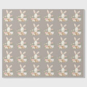 Elegant Bunny Rabbit Baby Shower Brown Geschenkpapier (Flach)