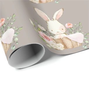 Elegant Bunny Rabbit Baby Shower Brown Geschenkpapier