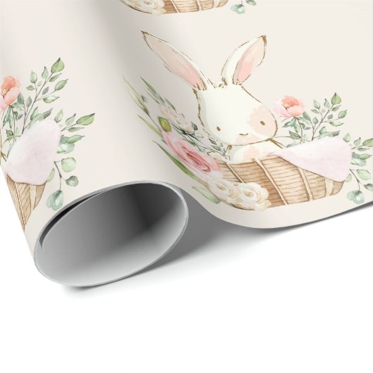 Elegant Bunny Rabbit Baby Shower Geschenkpapier (Rolleneckpunkt)