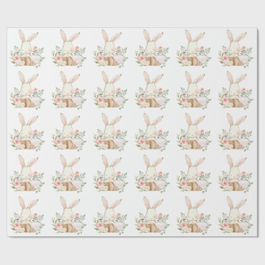 Elegant Bunny Rabbit Baby Shower Geschenkpapier (Flach)