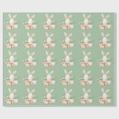 Elegant Bunny Rabbit Baby Shower Green Geschenkpapier (Flach)