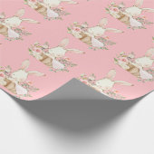 Elegant Bunny Rabbit Pink Babydusche Geschenkpapier (Ecke)