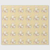 Elegant Bunny Rabbit Yellow Baby Shower Geschenkpapier (Flach)