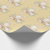 Elegant Bunny Rabbit Yellow Baby Shower Geschenkpapier (Ecke)