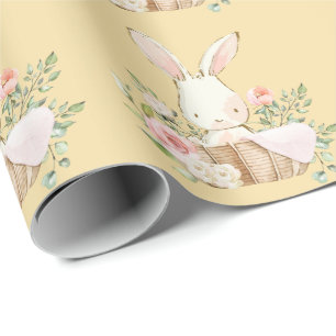 Elegant Bunny Rabbit Yellow Baby Shower Geschenkpapier