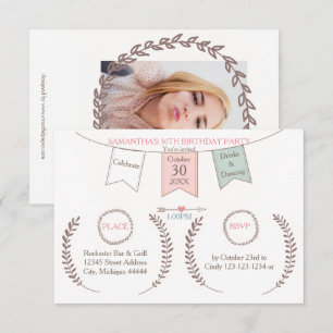 Elegant Bunting - 3x5 Geburtstagseinladung zur Par Einladung