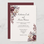 Elegant Burgandy Floral Einladung (Vorne/Hinten)