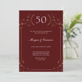 Elegant Burgund 50. Hochzeitstag Einladung (Stehend Vorderseite)